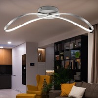 Deckenleuchte Deckenlampe Wohnzimmerlampe Nickel Matt Satiniert Warmweiß 1X Led