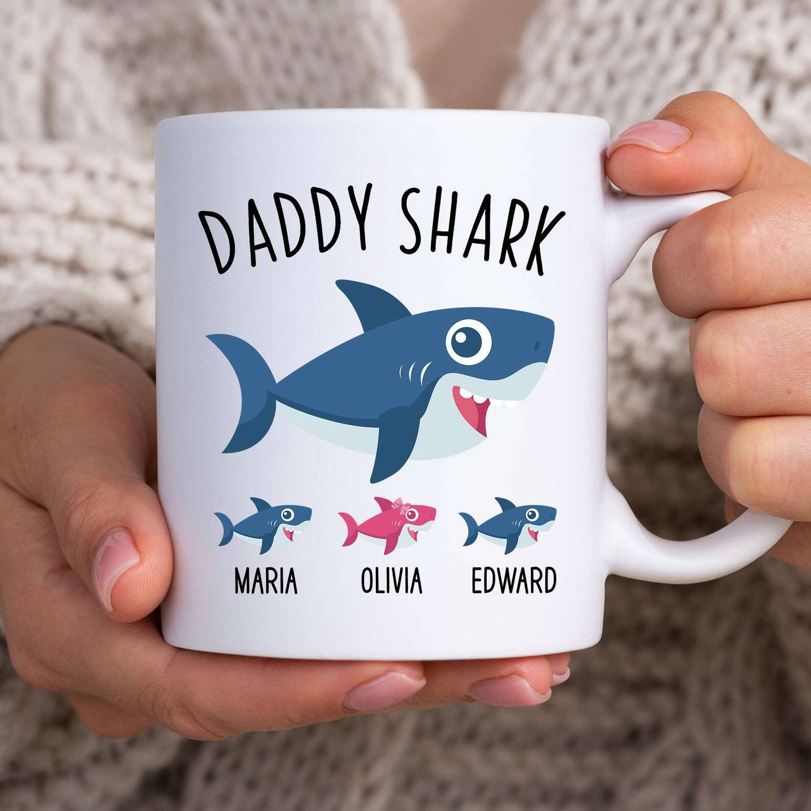 Personalized Daddy Shark Mug Custom Family Mug Father's Day Mug Custom Dad Mug