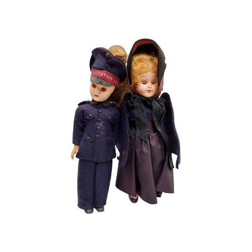 Salvation Army Dolls 7" Girl & Boy Navy Blue Outfits For Party Or Repair Vintage