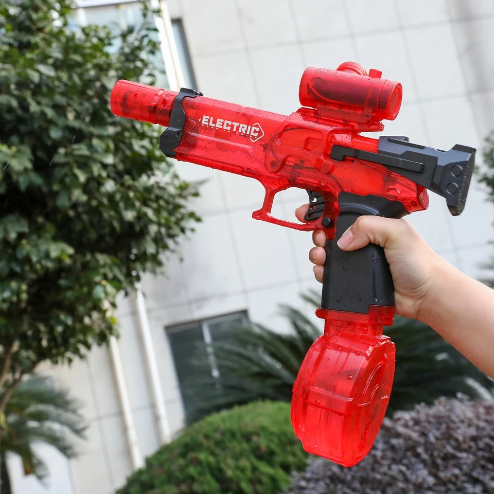Electric Water Gun Squirt Pistol LED Muzzle Flash 8-10m Party Kids Adult Toys
