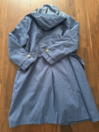 Gabardina para mujer doble botonadura clásica azul abrigo con cinturón - CREATMO US - Imagen 12 de 18