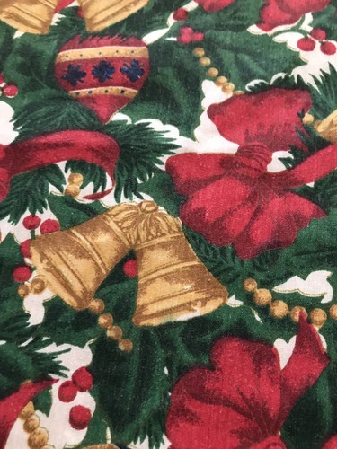 Vintage Christmas Tablecloth Bows Bells Ornaments 69” X 49” - Picture 4 of 7