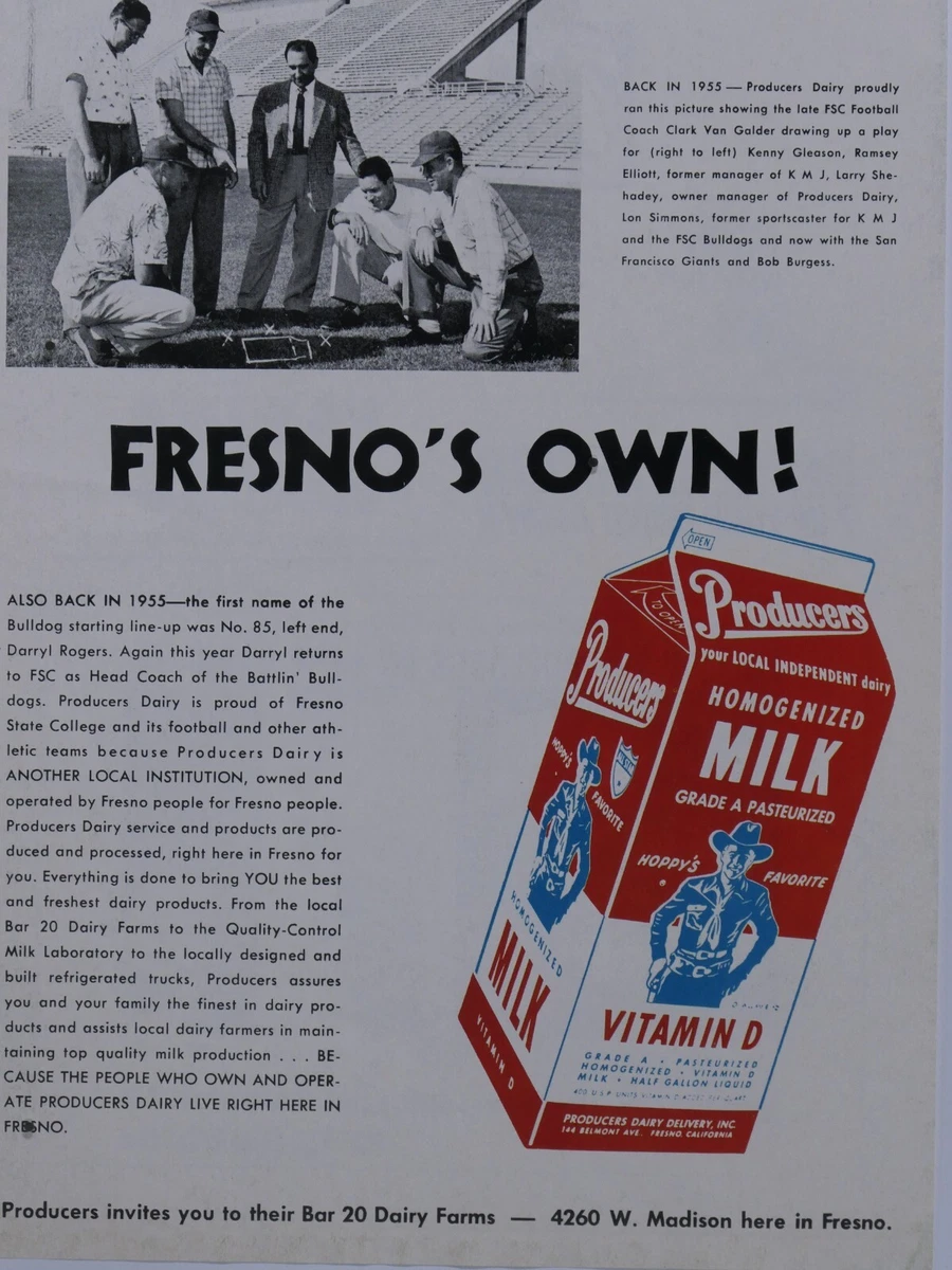 Fresno State Coach Clark Van Galder Producers Milk VTG 1965 Original Print  Ad | eBay