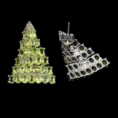 Summer 925 Silver Earrings Oval Peridot Sapphire Diamond Cut Gemstone Jewelry - Picture 3 of 10