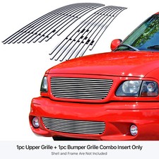 Fits 1999-2003 Ford Lightning Bar Stainless Chrome Billet Grille Insert Combo Fits 1999-2003 Ford Lightning Bar Stainless Chrome Billet Grille Insert Combo
