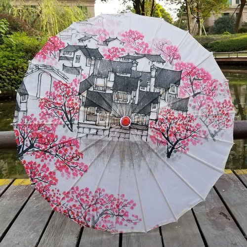 Silk Cloth Oil Paper Umbrella Rain Women Decor Ancient Chinese Cheongsam Dance - Picture 5 of 31
