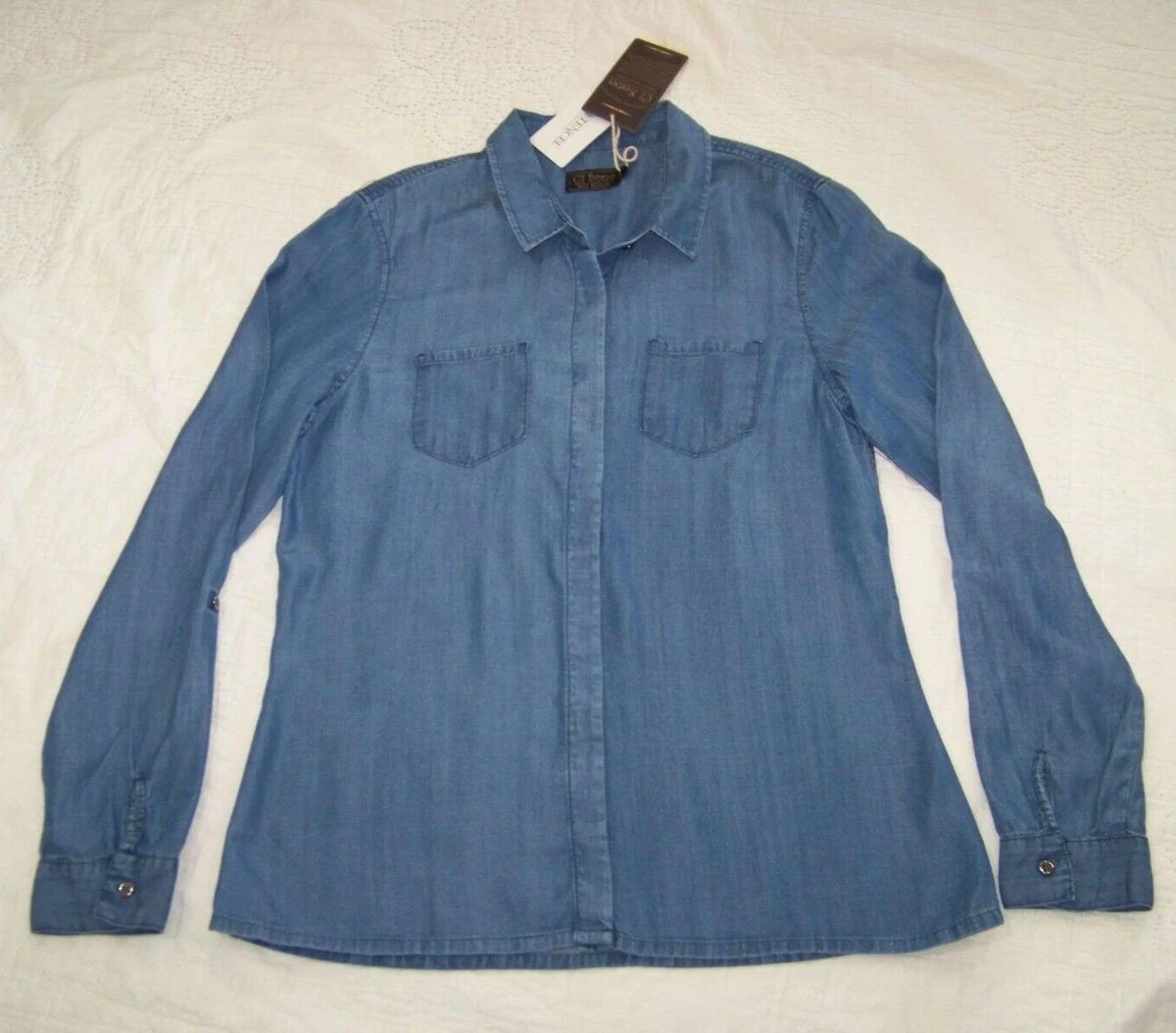 Chemise Femme Ci Sono En Denim Chambray – Taille M, Manches Longues, Occasion Très Bon état