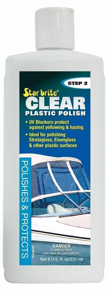 Starbrite 87308 Plastic Polish Restorer 8oz Clear UV Protection Marine Boat Auto
