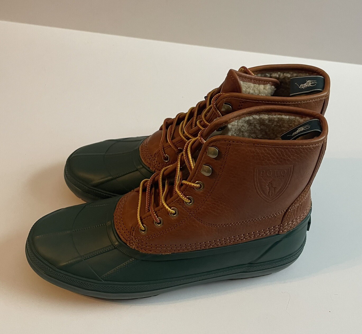 NEW NEW Polo Ralph Lauren Claus Lace Up Men's Sherpa Lined Duck Boots