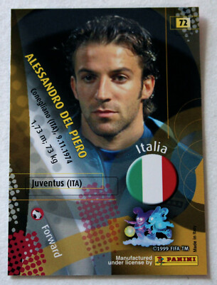 PANINI Soccer Trading Card ALESSANDRO DEL PIERO ITALY No. 72 World