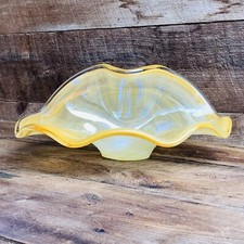 Large Glass Bowl 15” Yellow White Swirl Murano Style by Crystal Clear Tablescape