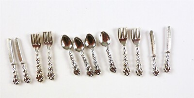 1:12 - 1" Scale Dollhouse Miniature Silverware In Silver - Kitchen - Foto 8