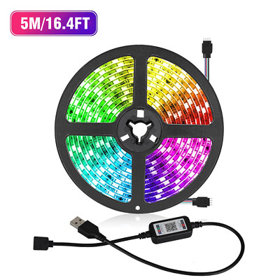 5V USB 10-15FT LED Strip Lights Back Light 5050 RGB  Changing with 24Key Remote