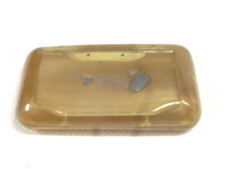 🇫🇷 ANCIENNE TABATIERE CORNE BLONDE INCRUSTATION MOTIF ARGENT BOITE TABAC SNUFF