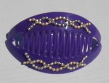 Fermaglio per capelli vintage anni 80 pettine banana supporto coda di cavallo viola