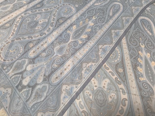 VTG DEBENHAMS light gray blue beige silk chiffon long neck scarf paisley - Picture 5 of 13