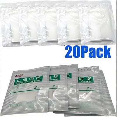 20Pack Hemostatic Sponge Trauma Emergency Medical Wound Dressing First Aid Kit