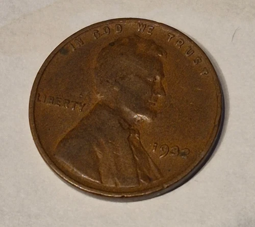 1932 P Lincoln Wheat Cent, Penny Very good, Several Die Cracks on Reverse  Error