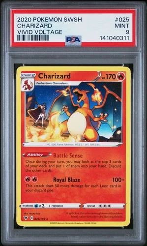 2020 POKEMON SWORD & SHIELD VIVID VOLTAGE 025 CHARIZARD PSA 9 0311