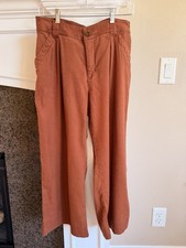 Womens CABI Wide Leg Cropped Pants Linen #447...