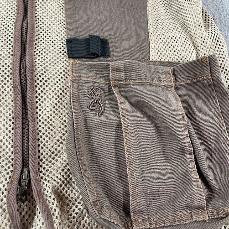 Browning Rhett Mesh Shooting Vest Brown Tan Skeet Trap Clay Pigeon Size XL - Image 2 of 4