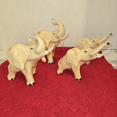 4 Ceramic Elephants,  Ceramica De Cuernavaca Mexico, Family Herd Of 4