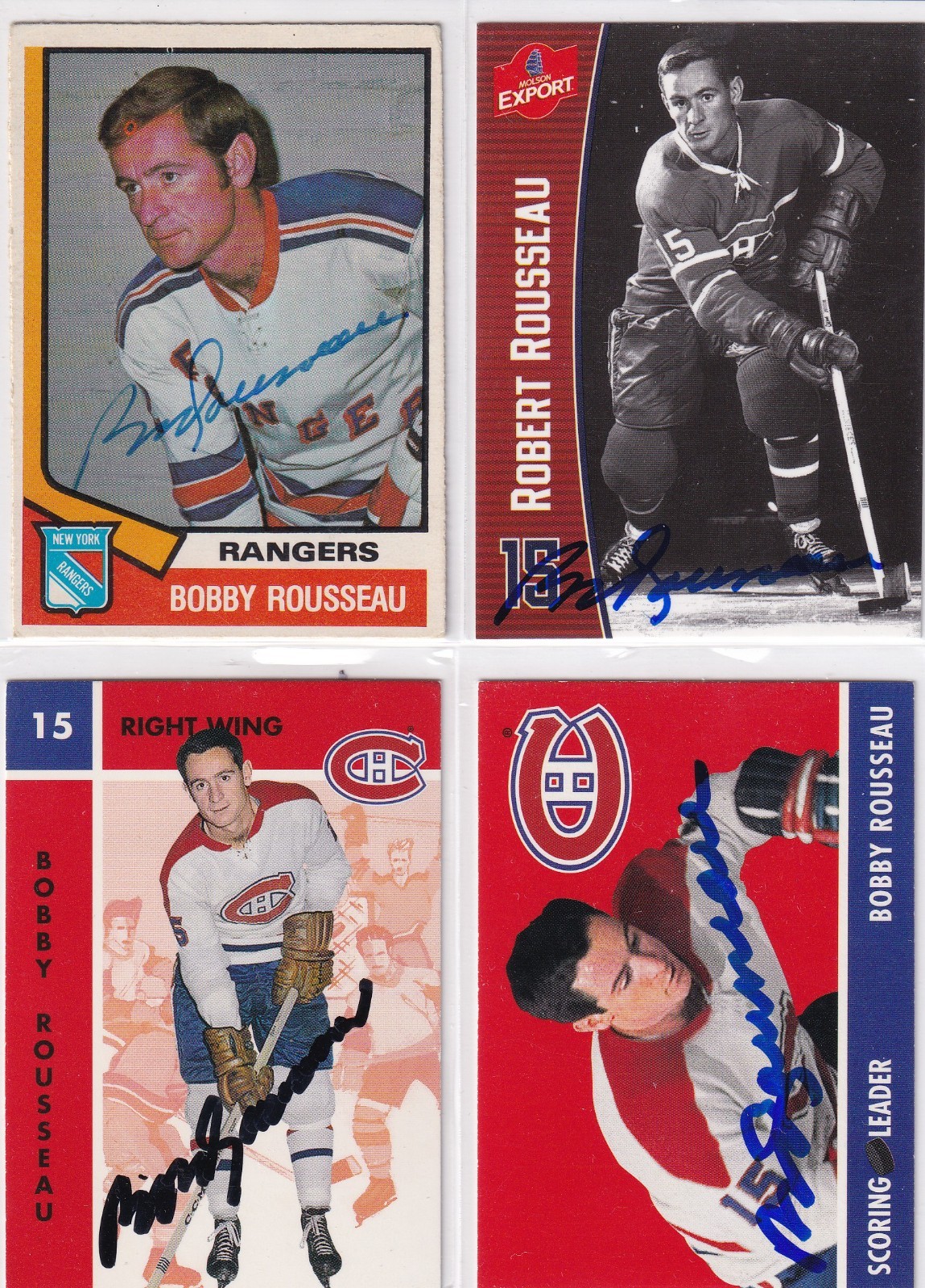 4-BOB ROUSSEAU  Authentic Autograph 74 Rangers/Molson & 2 PARK Canadiens Cards for sale on Ebay