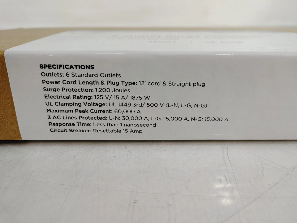 Lot of 2 New CyberPower 6-Outlet Surge Protector 12ft Cord 1200J 125V 15A 1875W - Image 3 of 4