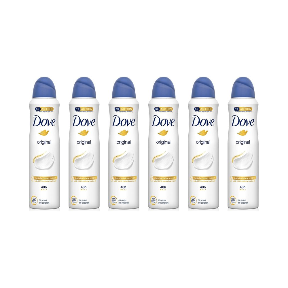 Dove Original Antiperspirant Deodorant Spray 150ml - Pack of 6