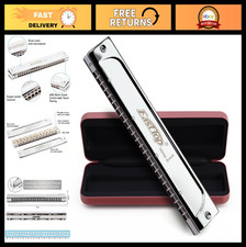 Professional 24-Hole Tremolo Harmonica in Key of C - Mouth Organ for Adults  St
