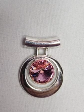 Silver Tone Crystal Pink Pendant