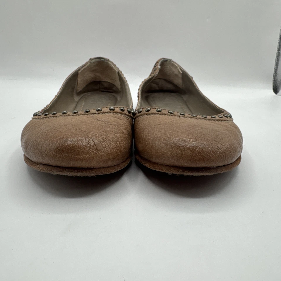 Frye Carson Remache Cuero Envejecido Ballet Pisos Talla 7.5 Tostado Marrón Camel Boho Foto 2 de 4