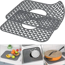 Kitchen Sink Mats, TOOVEM 2PCS Non-Slip Heat Resistant Silicone Sink Protector M