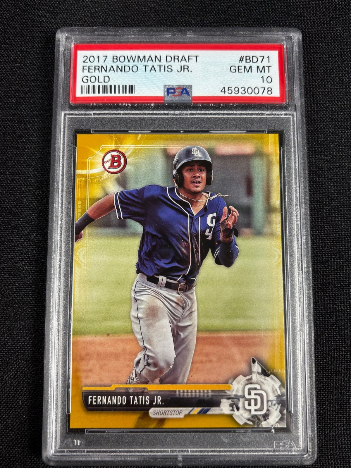 2017 BOWMAN DRAFT GOLD #BD17 FERNANDO TATIS JR. RC/50 PSA 10