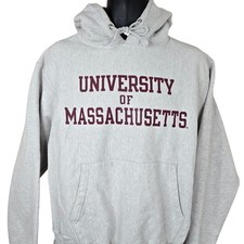 Vintage Y2K UMass Amherst Hoodie Sweatshirt Champion Reverse Weave Gray Size M