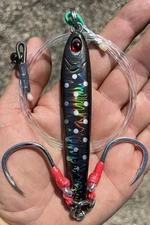 Tungsten Jig 250g  Fully Rigged  Glow Dot   Black Bluefin Tuna Tg  Bkk Steel