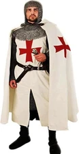 Knight Templar Surcoat With Hood Cloak Cape Complete Set Medieval Knight Costume