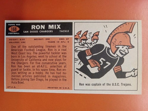 1965 Topps #168 Ron Mix EX+ HOF Chargers Free Shipping!! - Picture 2 of 4