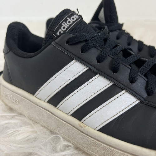 Adidas Grand Court Base Black/White Leather Sneakers Streetwear Size 8 Mens - Picture 5 of 10