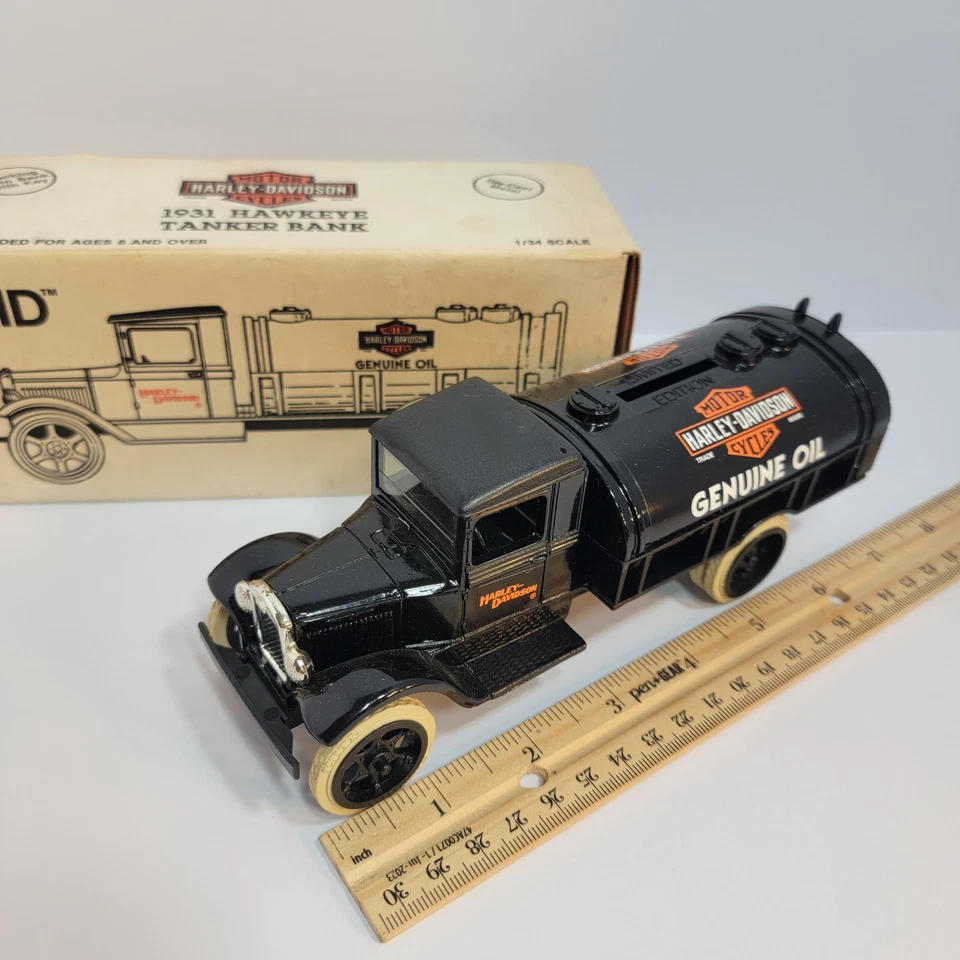 Винтажный литой монетный банк ERTL 1:34 Harley Davidson 1931 Hawkeye Tanker 2611 - Изображение 2 из 4