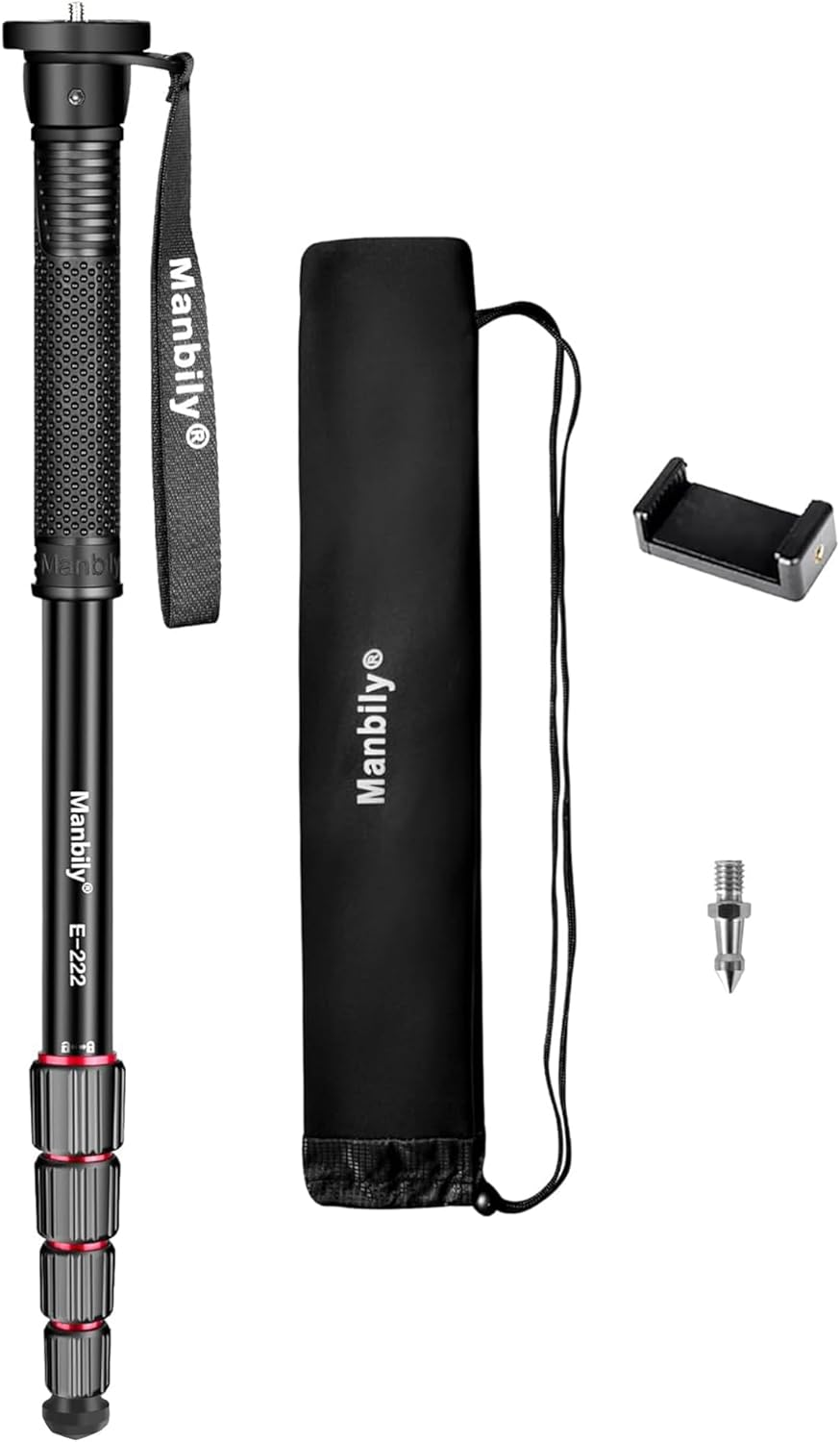 65-Inch Camera Monopod, 5 Sections Aluminum Travel Monopods for Cameras Canon Ni