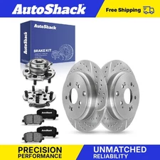 Rear Drilled Slotted Brake Rotors Pads Hubs for Honda Pilot Acura MDX ZDX