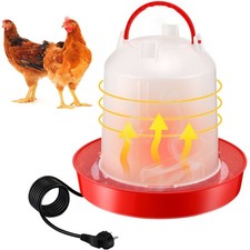 2 Pcs Heated Chicken Waterer Heated Poultry Waterer 3 Gallon Chicken Water Fe...