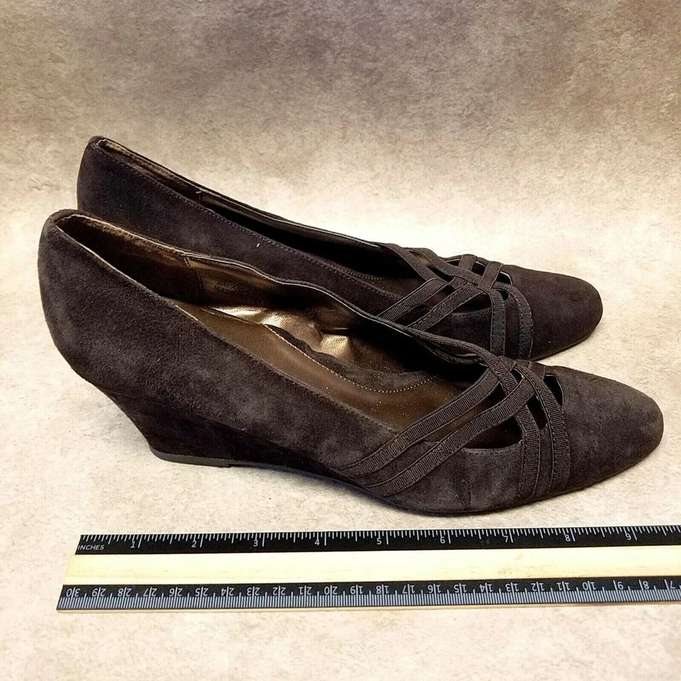 Markon Womens Quarry Size 9 Brown Leather Slip On 2.5" Wedge Heels - Image 4 of 4