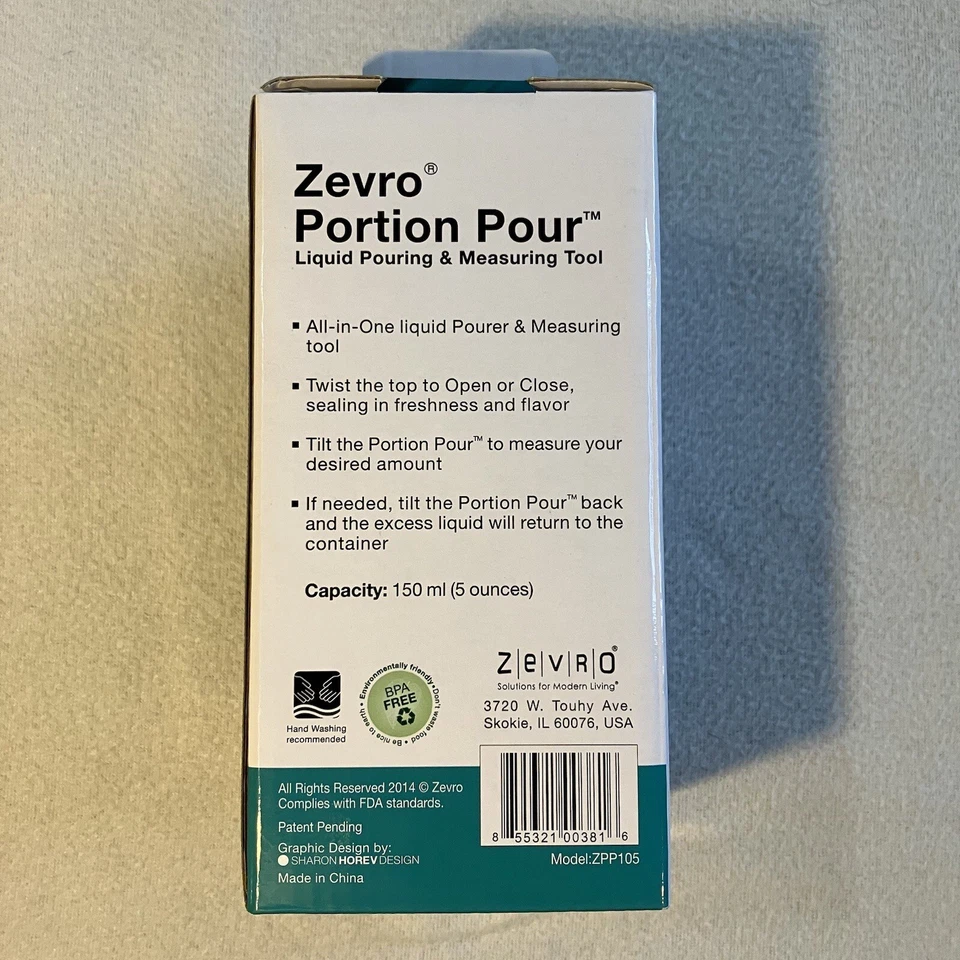 Zevro Portion Pour - Blue All In One Pourer & Measuring Tool Holds 5 oz. NIB - Image 2 of 4