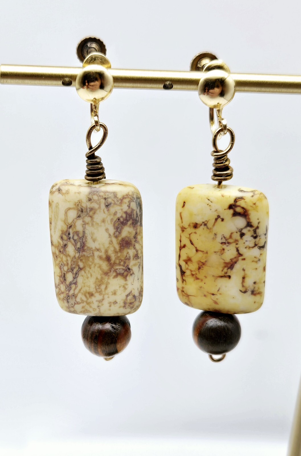 VTG Multicolor Gemstone Dangle Earrings Screw Back 1/20 12k GF Gold Filled