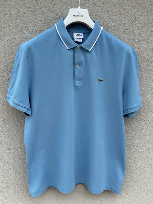 Lacoste Poloshirt Herren 7 Extra Large Blau 100% Baumwolle Piqué Logo Vintage Top