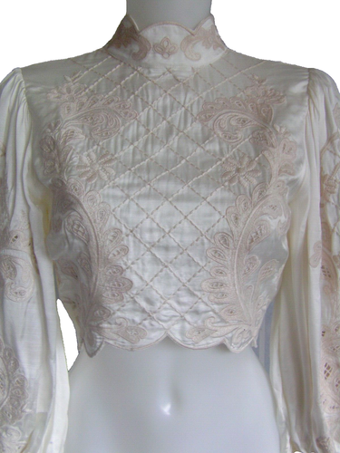 Gorgeous new Karen/ Lydia Millen ivory mirror cutwork crop blouse, size 8, £209 - Picture 4 of 9