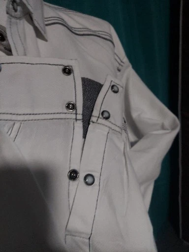 Camisa BKE Hombres Abotonada 2xl Blanca Perla A Presión Western Calce Atlético Bolsillos Foto 4 de 4