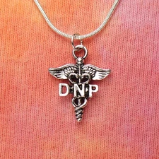 DNP Necklace, Doctor of Nursing Practice Caduceus Charm Pendant Women or Men nb